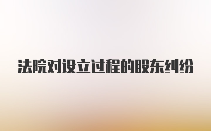 法院对设立过程的股东纠纷