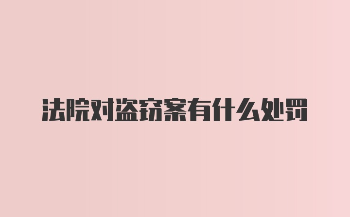 法院对盗窃案有什么处罚