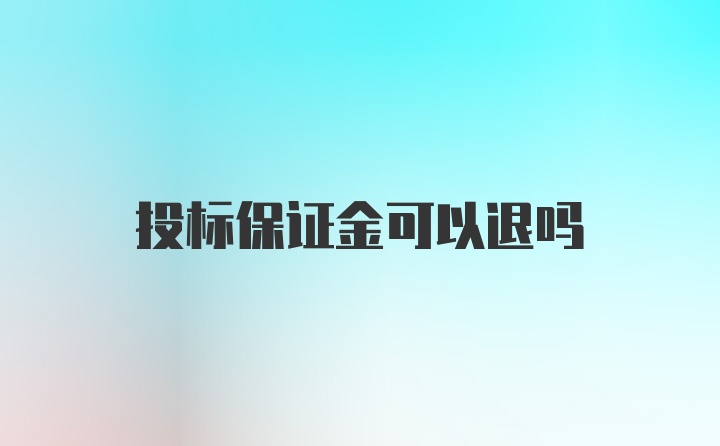 投标保证金可以退吗