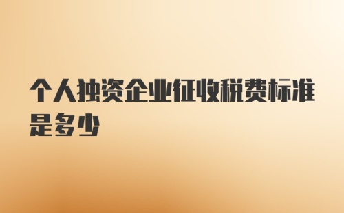 个人独资企业征收税费标准是多少