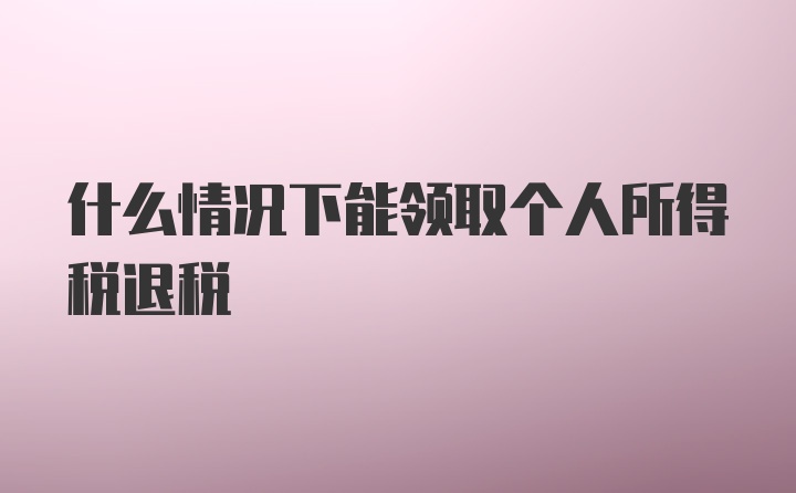 什么情况下能领取个人所得税退税