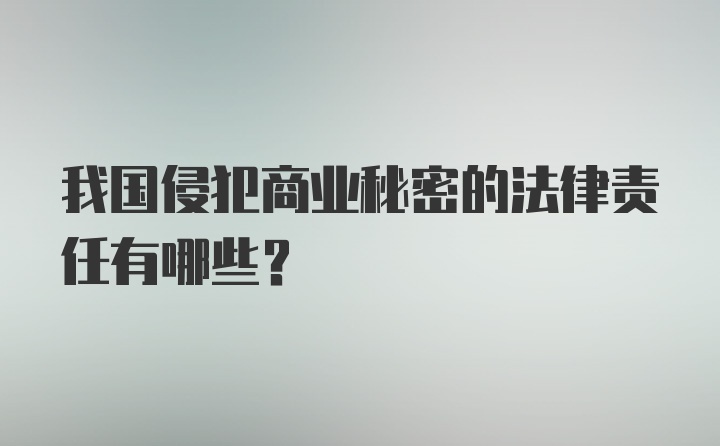 我国侵犯商业秘密的法律责任有哪些？