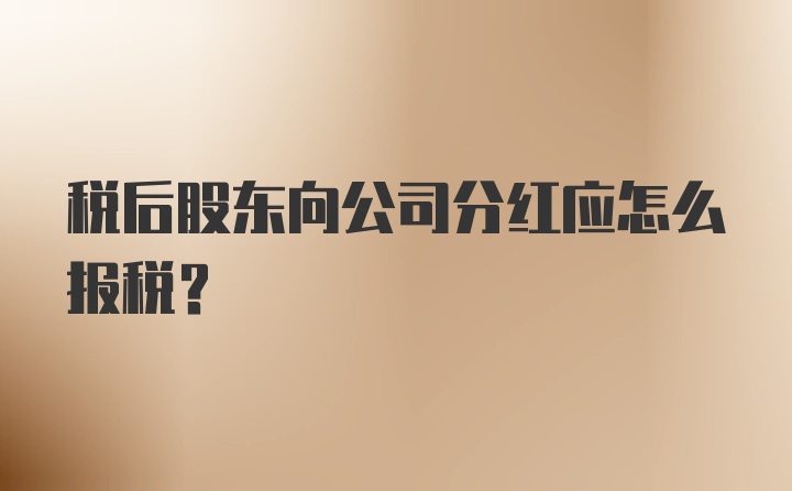 税后股东向公司分红应怎么报税？