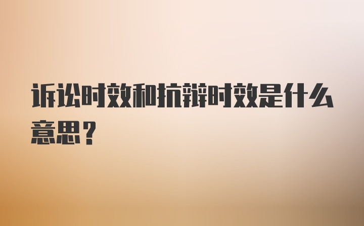 诉讼时效和抗辩时效是什么意思？