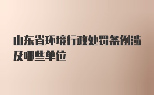 山东省环境行政处罚条例涉及哪些单位