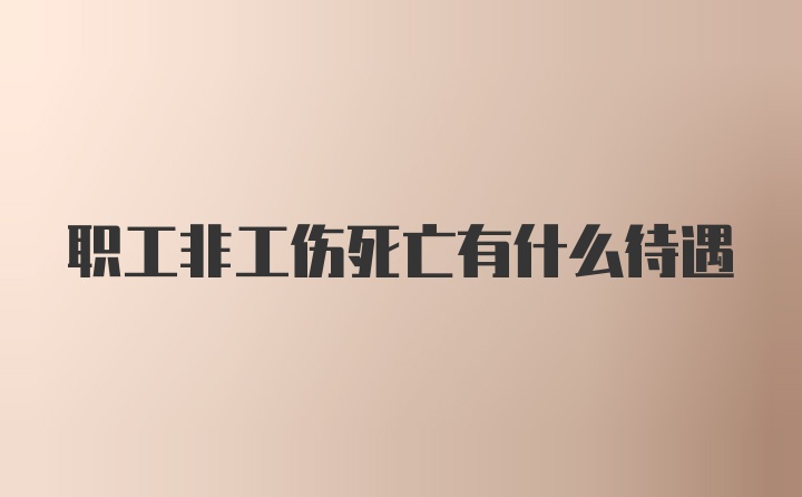 职工非工伤死亡有什么待遇