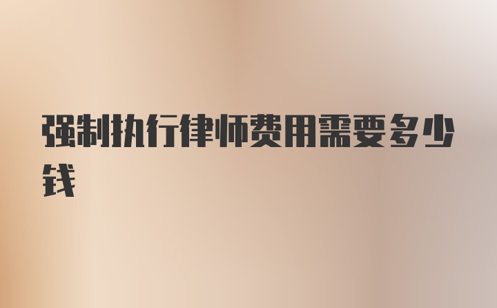 强制执行律师费用需要多少钱