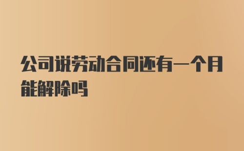 公司说劳动合同还有一个月能解除吗