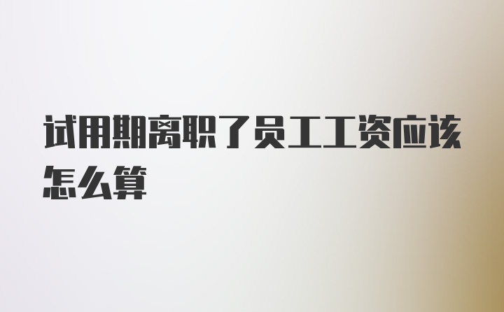 试用期离职了员工工资应该怎么算