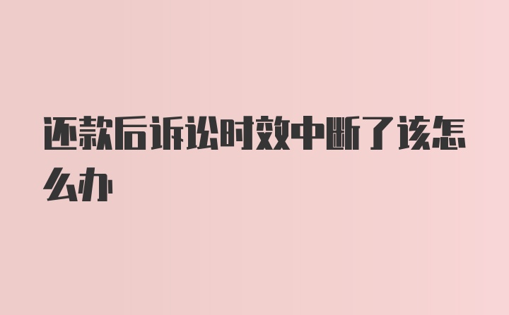 还款后诉讼时效中断了该怎么办