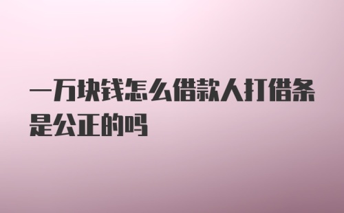 一万块钱怎么借款人打借条是公正的吗