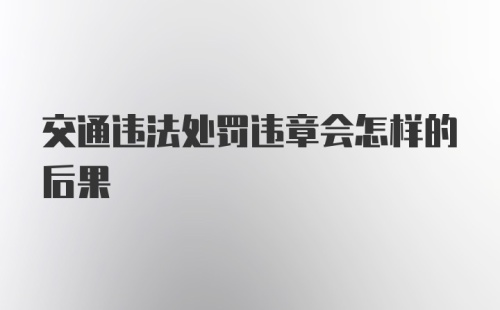 交通违法处罚违章会怎样的后果