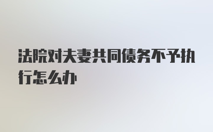 法院对夫妻共同债务不予执行怎么办