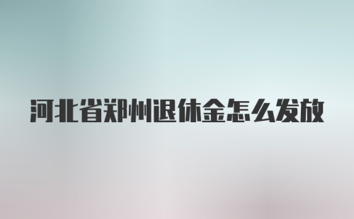 河北省郑州退休金怎么发放