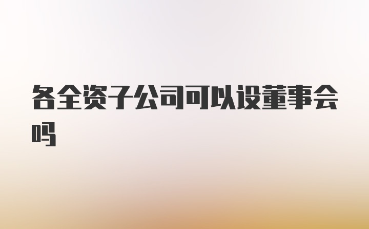 各全资子公司可以设董事会吗