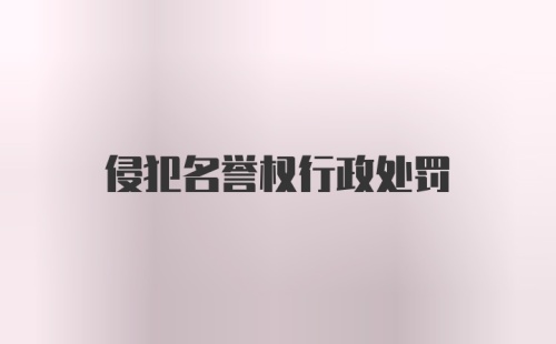 侵犯名誉权行政处罚