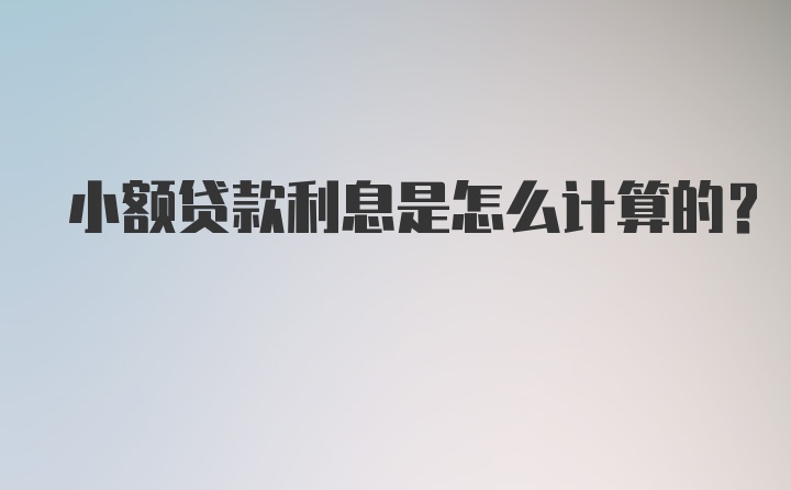 小额贷款利息是怎么计算的?