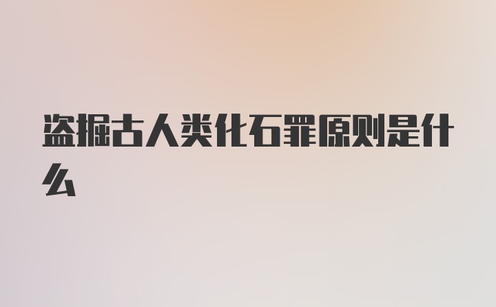 盗掘古人类化石罪原则是什么