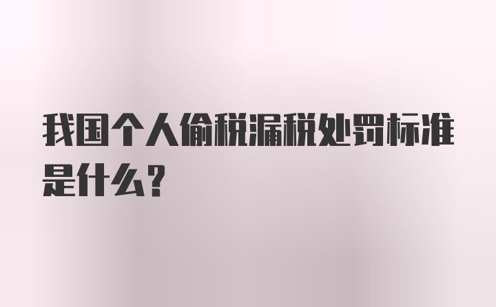 我国个人偷税漏税处罚标准是什么？