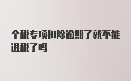 个税专项扣除逾期了就不能退税了吗