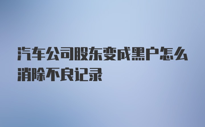 汽车公司股东变成黑户怎么消除不良记录