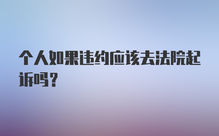 个人如果违约应该去法院起诉吗？