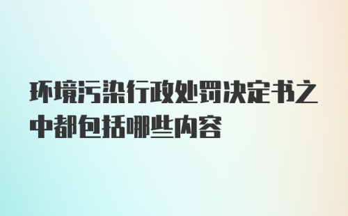 环境污染行政处罚决定书之中都包括哪些内容