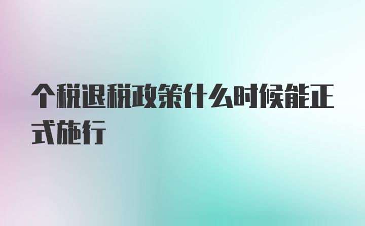 个税退税政策什么时候能正式施行