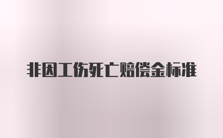 非因工伤死亡赔偿金标准