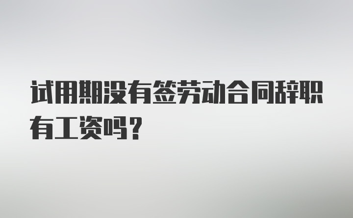 试用期没有签劳动合同辞职有工资吗？