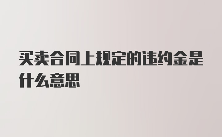 买卖合同上规定的违约金是什么意思