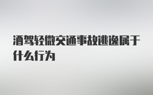 酒驾轻微交通事故逃逸属于什么行为