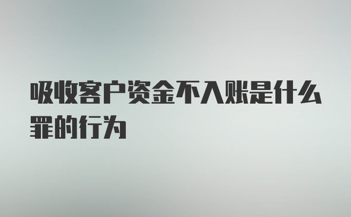 吸收客户资金不入账是什么罪的行为