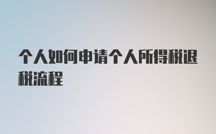 个人如何申请个人所得税退税流程