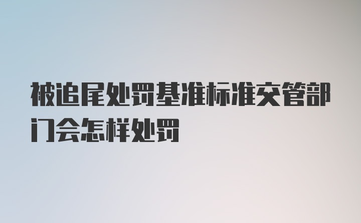 被追尾处罚基准标准交管部门会怎样处罚