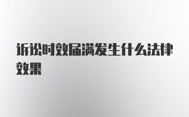 诉讼时效届满发生什么法律效果