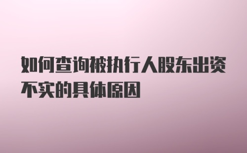 如何查询被执行人股东出资不实的具体原因