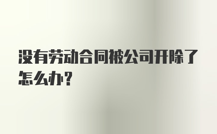 没有劳动合同被公司开除了怎么办？