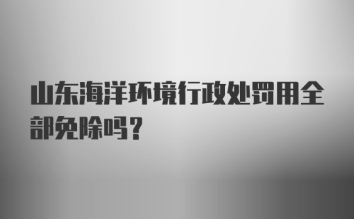 山东海洋环境行政处罚用全部免除吗?