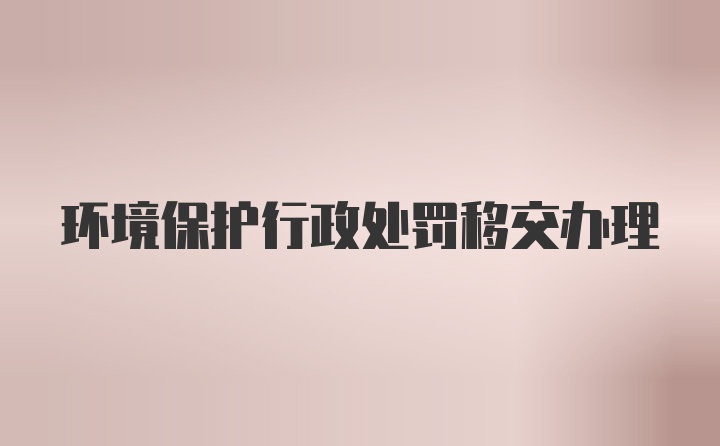 环境保护行政处罚移交办理