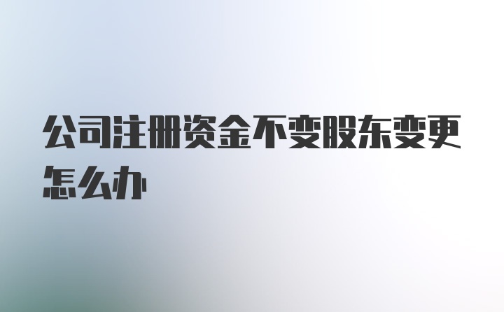 公司注册资金不变股东变更怎么办