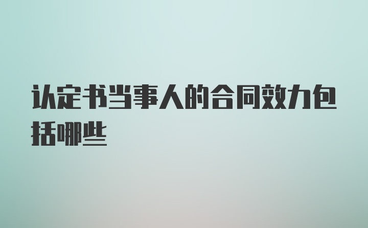 认定书当事人的合同效力包括哪些