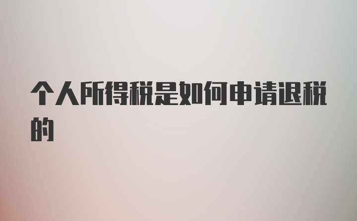 个人所得税是如何申请退税的