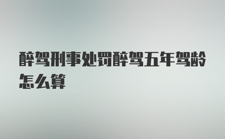 醉驾刑事处罚醉驾五年驾龄怎么算