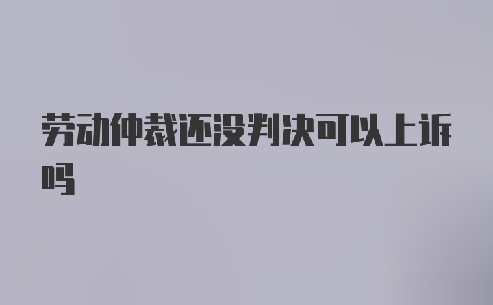 劳动仲裁还没判决可以上诉吗