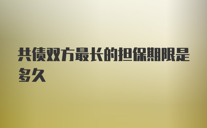 共债双方最长的担保期限是多久