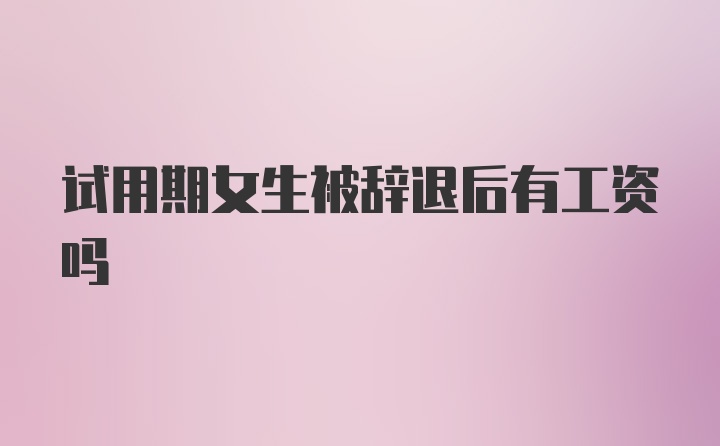 试用期女生被辞退后有工资吗