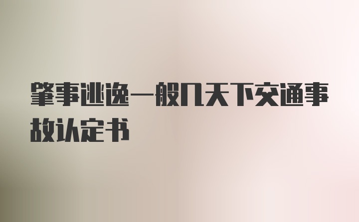 肇事逃逸一般几天下交通事故认定书