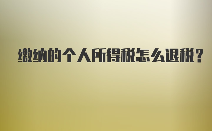 缴纳的个人所得税怎么退税？