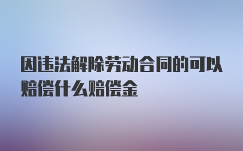 因违法解除劳动合同的可以赔偿什么赔偿金